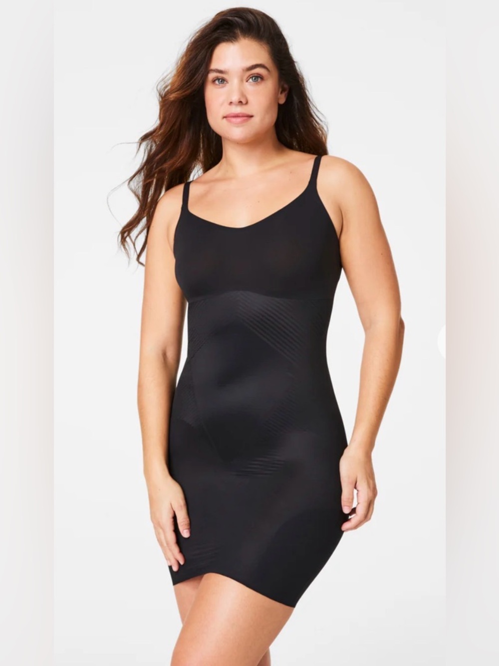 SPANXShape Invisible Cami Slip Sz L Black Adjustable Slimming Breathable Q715900